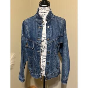 Vintage Sunset Blues Denim Jacket Sz Medium Acid Wash 80s 90s Hipster Button